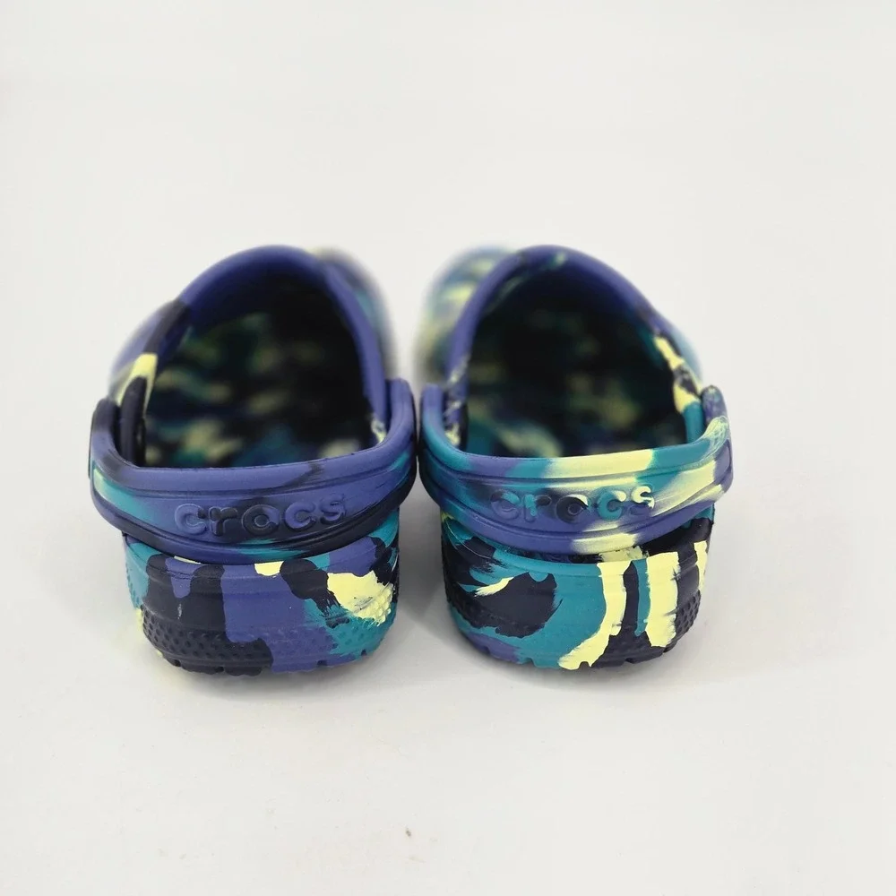 Crocs Classic Marbled Clog Blue Calcite Yellow Citron Comfort Shoes Toddler 7
